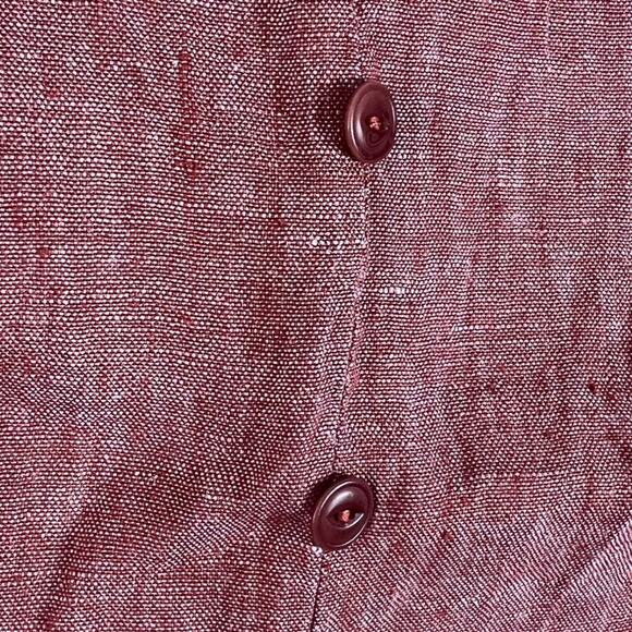 Flax Tank Top Women's Size Small Red Rust Linen Faux Button Up Sleeveless - Picture 3 of 7